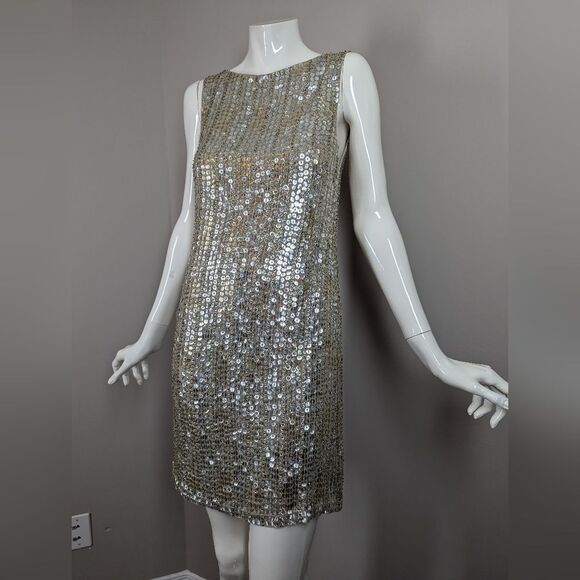 Alice + Olivia Sequin Shift Dress – Size 2 – 100% Silk Lined - Picture 9 of 10